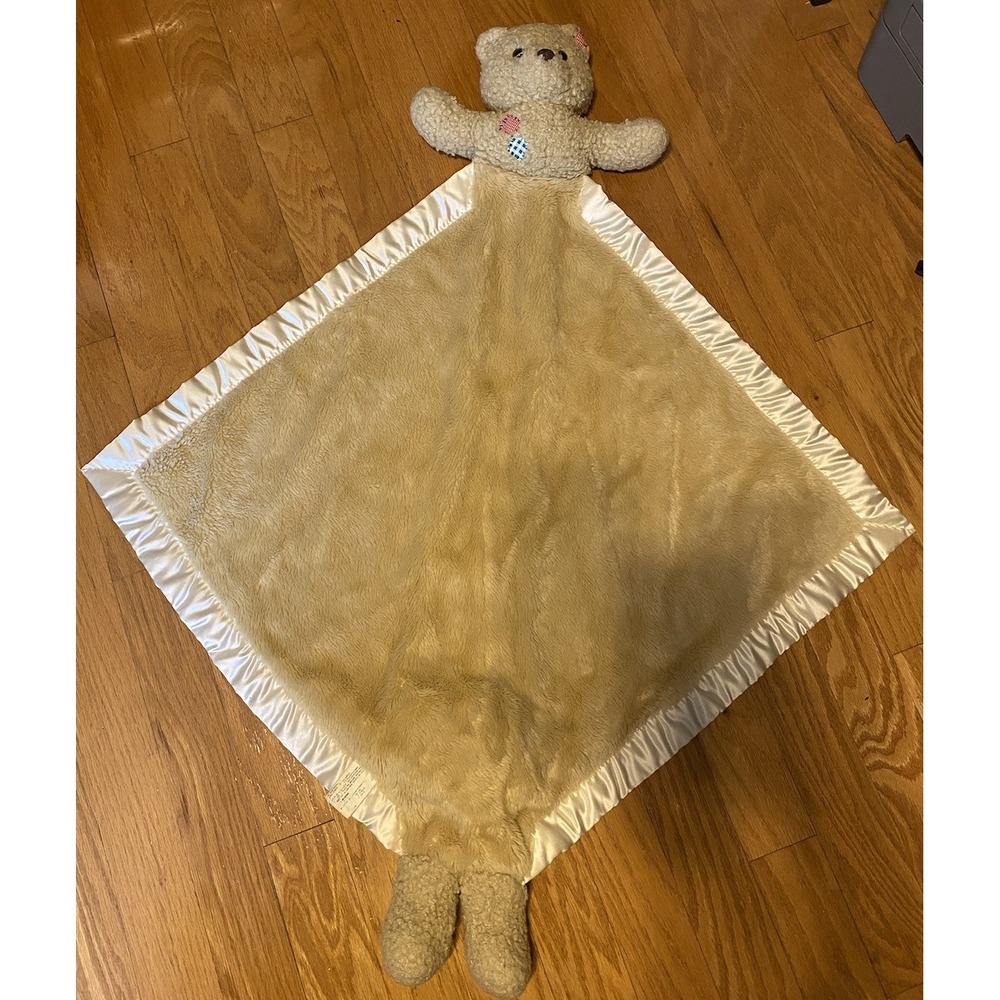My Banky Crazy Mountain Teddy Bear Security Blanket Tan Satin Trim Lovey Plush